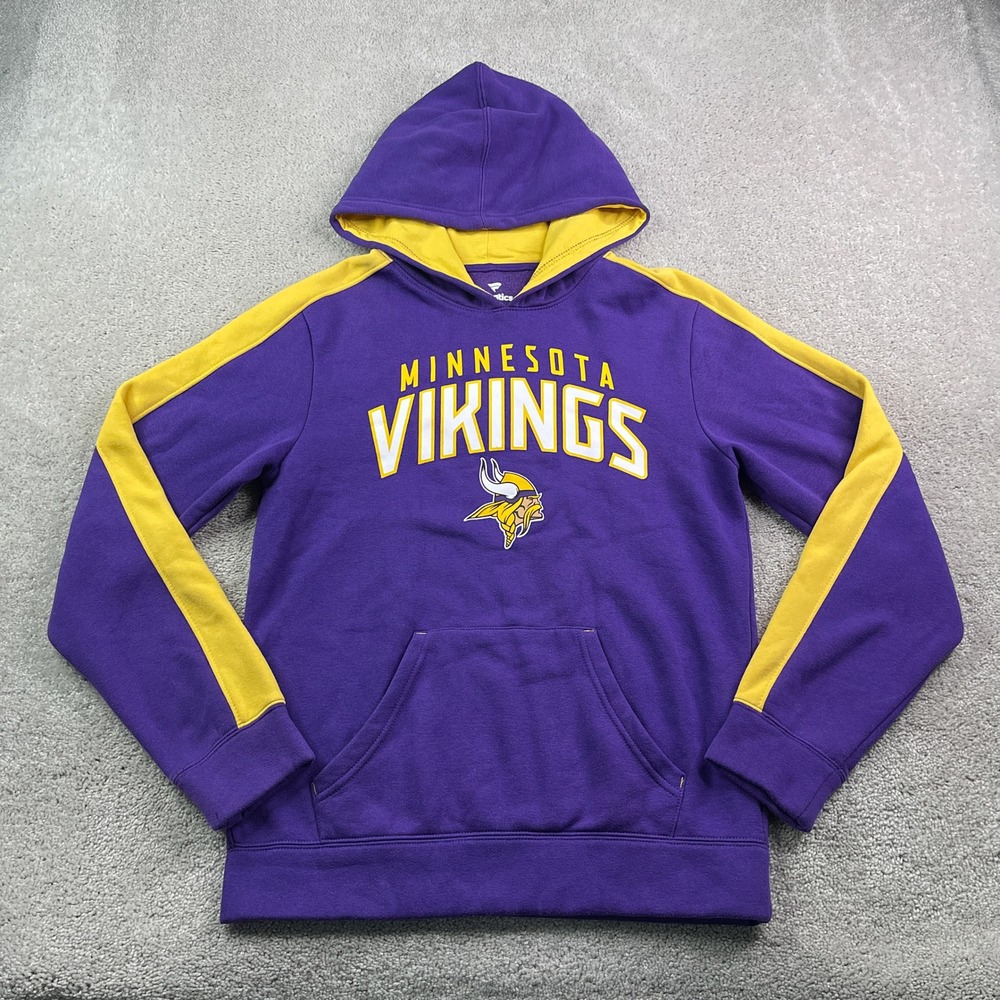 Minnesota Vikings Hoodie Mens Medium Purple Fanatics‎ Pullover Logo Sweatshirt